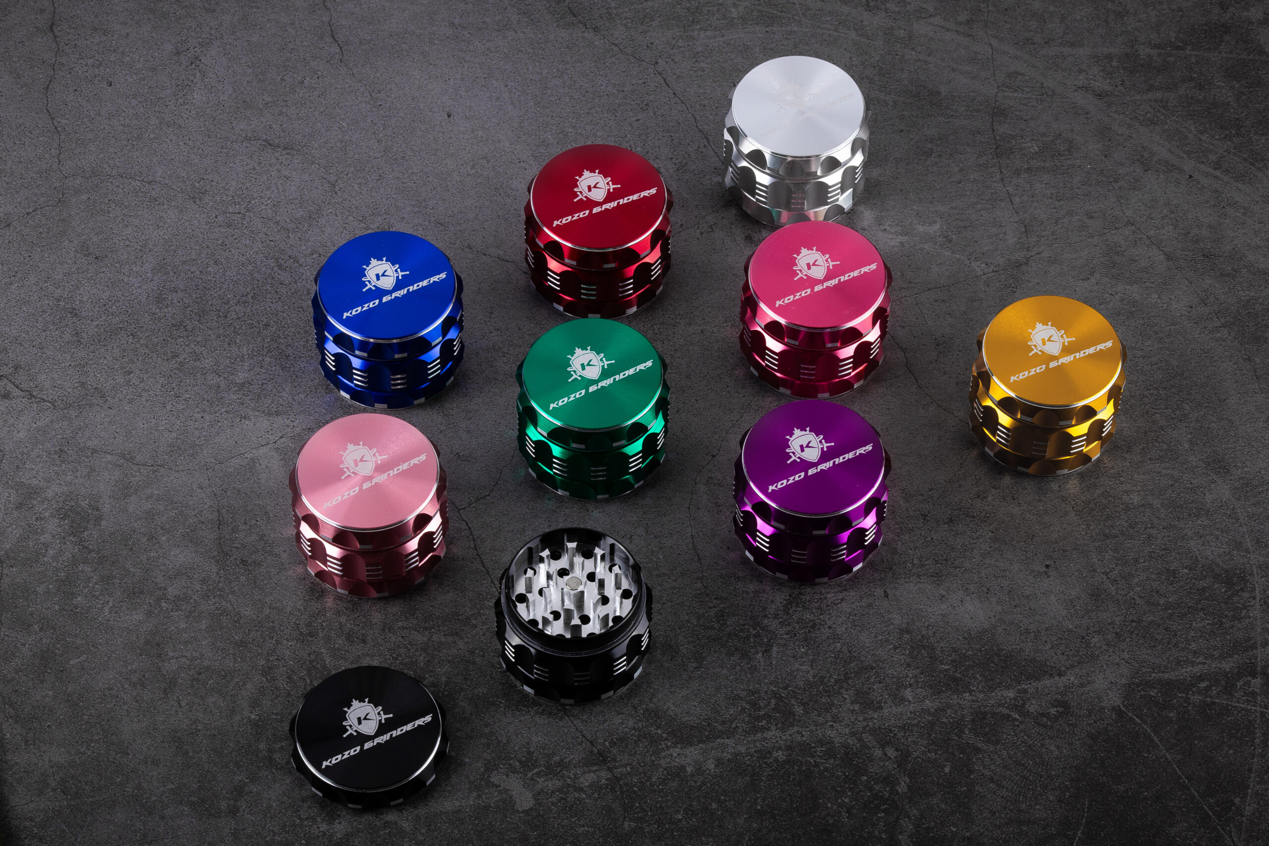 Kozo 2" Aluminum Grinder Display Box 12-Pack Mixed Colors - Image 4